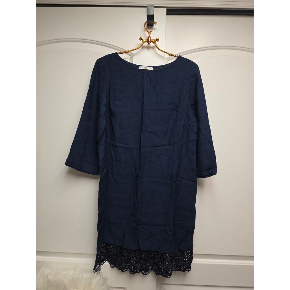 MNG Suit Womens Lace Trim Front Blue Dress Size 8